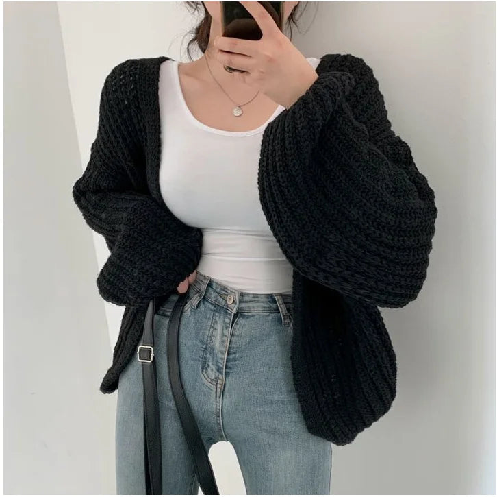 SoftMuse Lantern Sleeve Cardigan.
