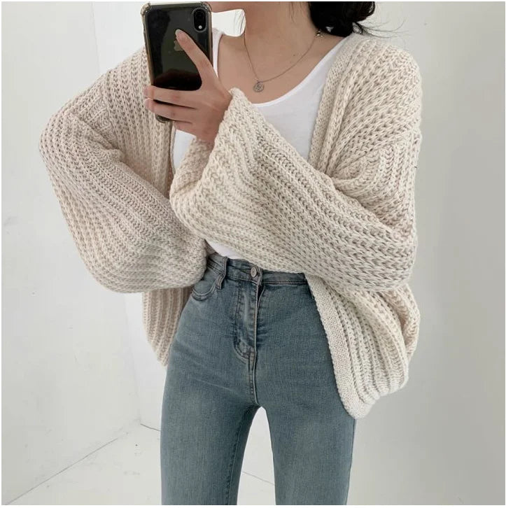 SoftMuse Lantern Sleeve Cardigan.