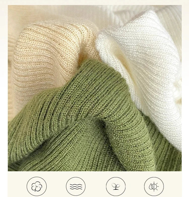 Korean Grace Knitwear – Elegant Mock Neck for Modern Women.