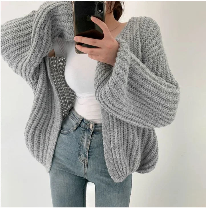 SoftMuse Lantern Sleeve Cardigan.